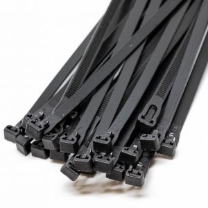 7.6mm x 200mm Black Releasable Cable Ties 100pcs